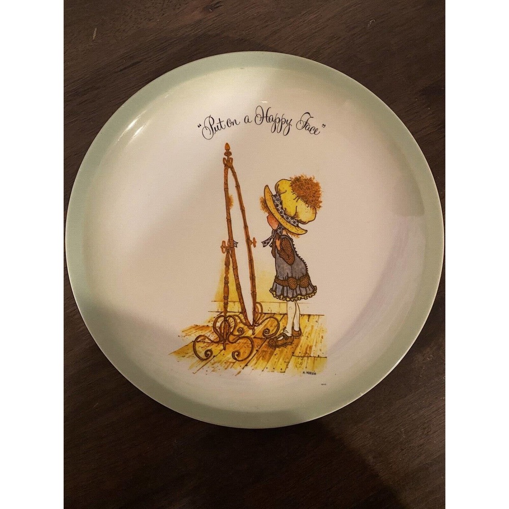 antique 1972 Holly Hobbie put on a happy face american greetings plate